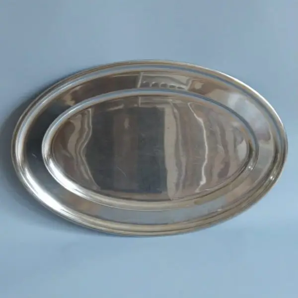 Stainless Steel Oval Flat Tray: 46cm